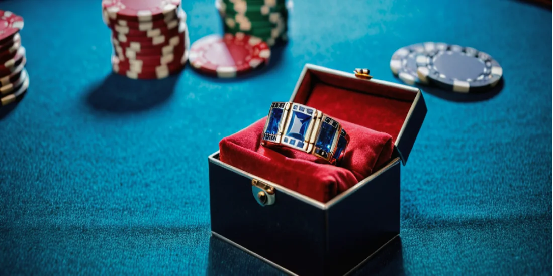 costume jewelry on a poker table